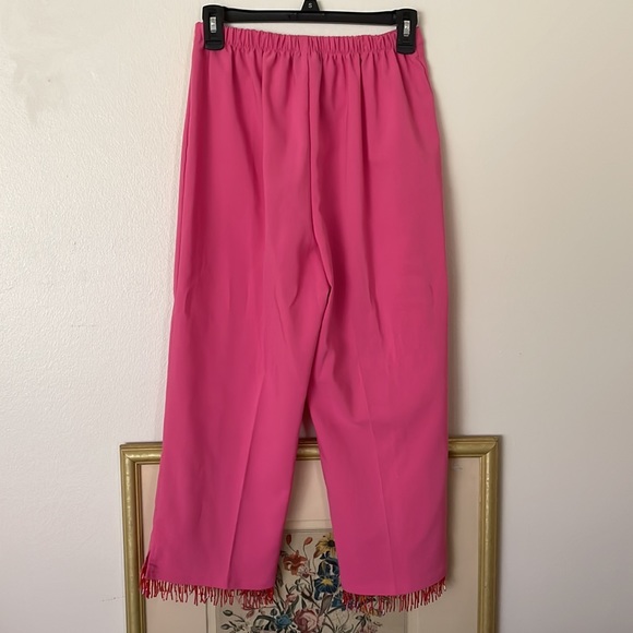 Vintage hot pink beaded fringe capris elastic waist band size small - Picture 4 of 5